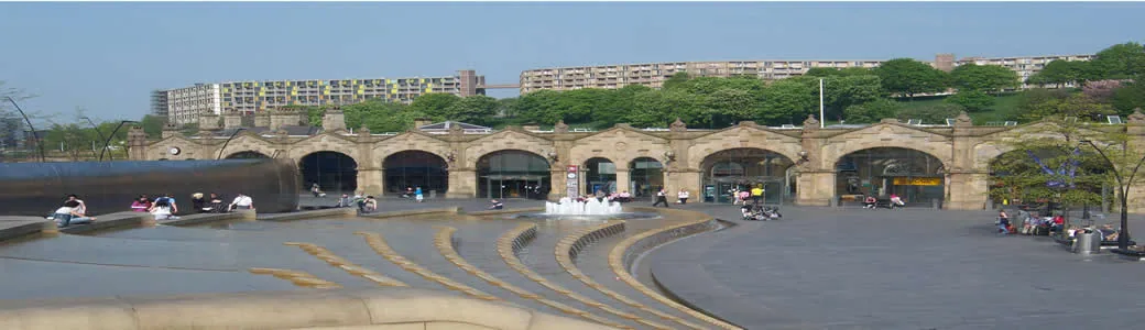 Sheffield city centre panoramic view featuring the railway station area